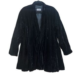 Black Velvet 1970s 1980s Vintage Velvet Dress Coat by Dave & Johnny SKUW406